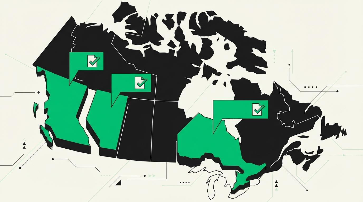 Map of Canada highlighting British Columbia with strata voting rules