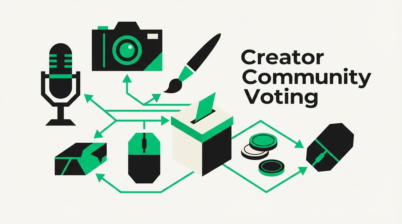 Creative digital art of online community members connected and voting