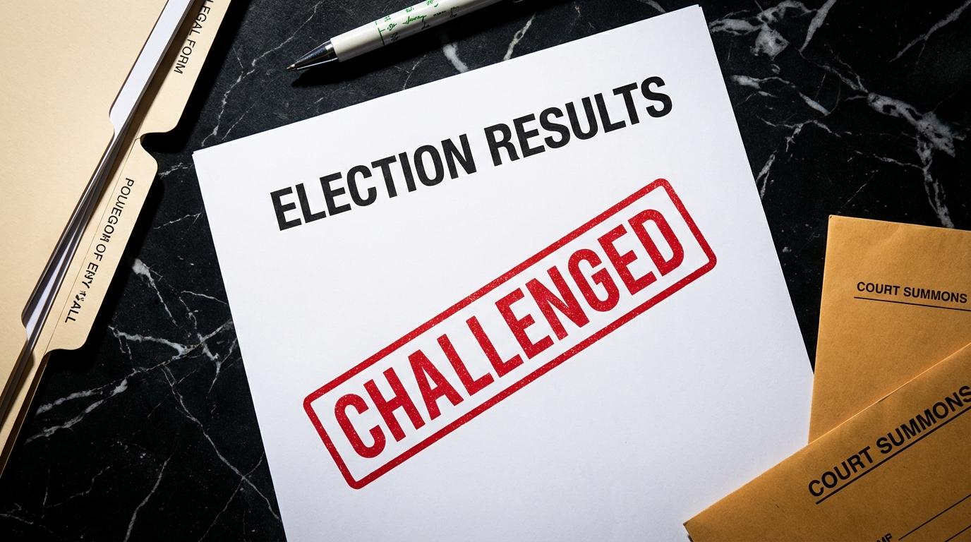 Gavel and challenged ballot representing a contested HOA election heading into dispute resolution