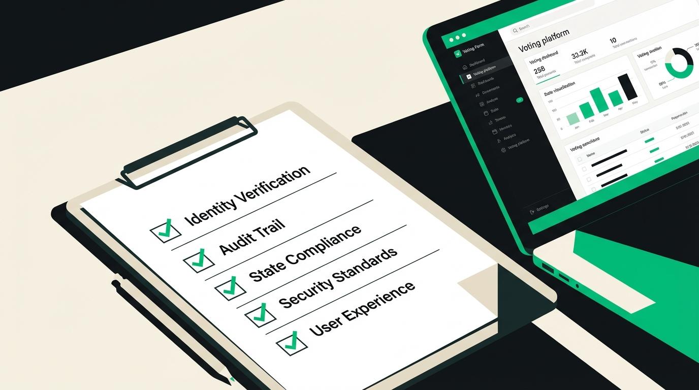 An online election guide open on a desk beside a ballot and a checklist