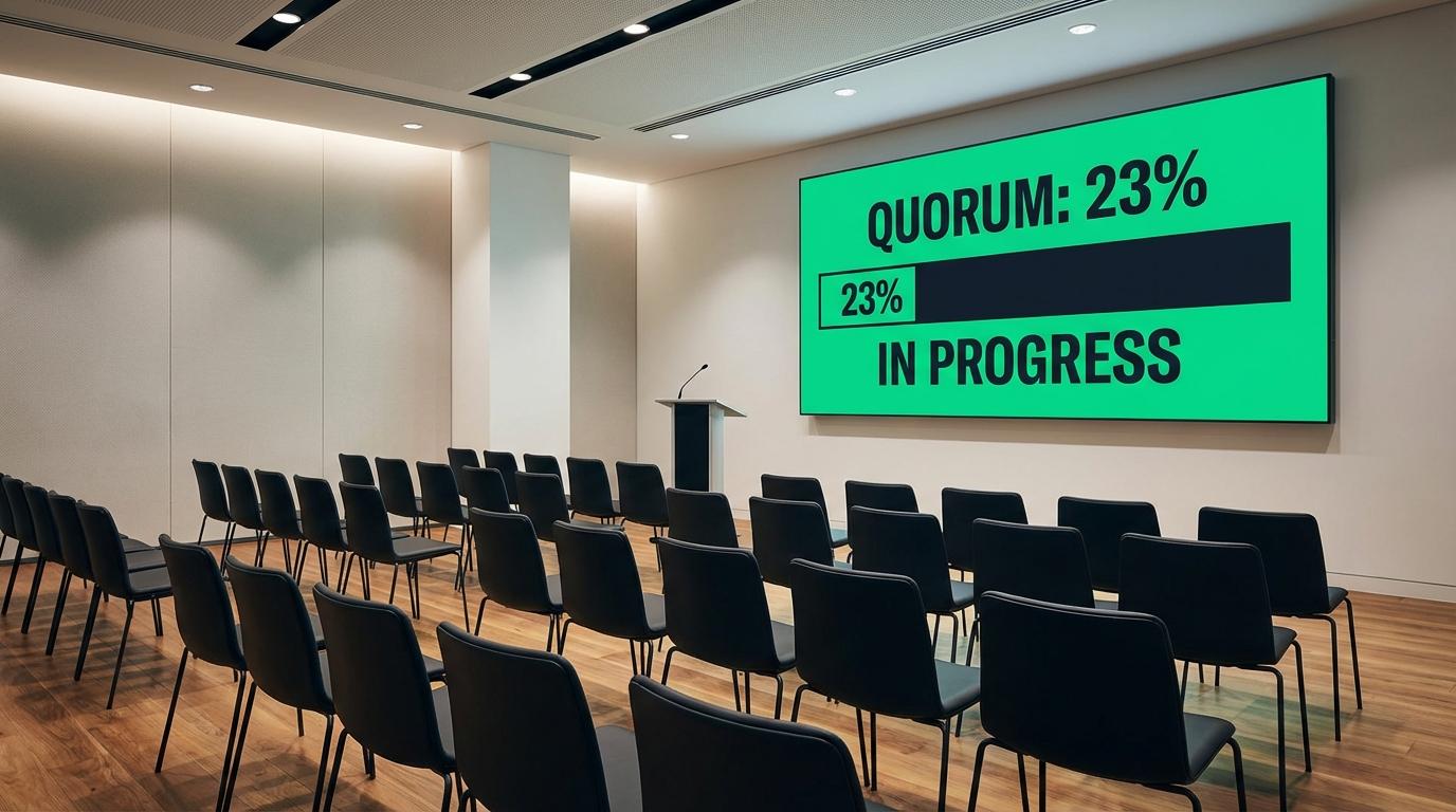 Chart comparing quorum thresholds for community association meetings, illustrating the gap between Virginia's POAA default and the Condominium Act's statutory one-third