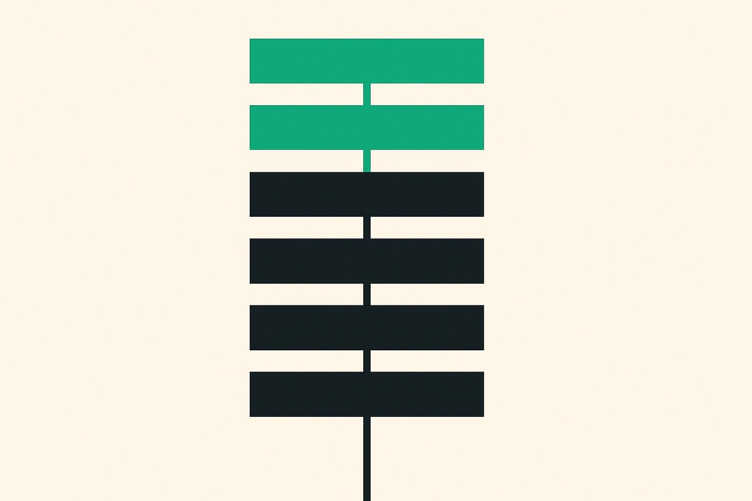 An ordered stack of ranked bars descending in weight, illustrating how Borda count awards points by position